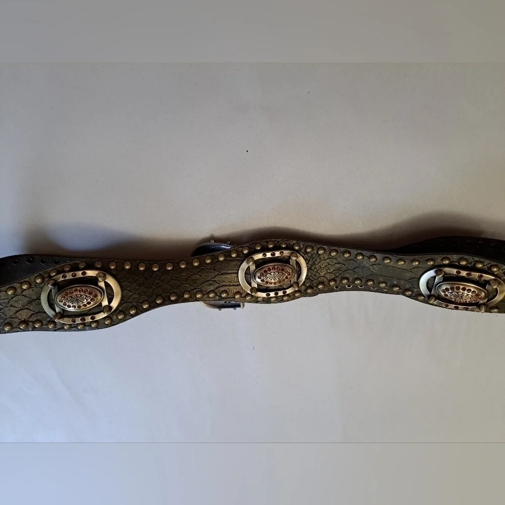 Handmade Leather & Brass Belt With Embellishments